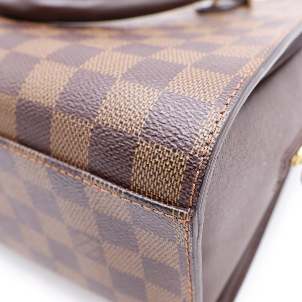 LOUIS VUITTON(ルイヴィトン) ダミエ トリアナ ハンドバッグ ブラウン レザー×PVC N51155 ゴールド金具 レディース