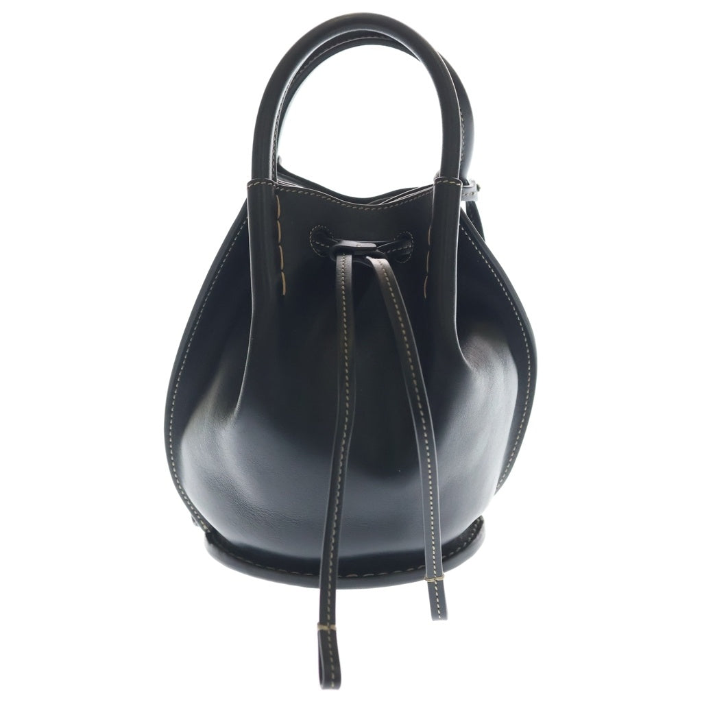 TOD'S(トッズ) Tタイムレス バケット ミニ 2way ショルダーバック シルバー金具 レザー ブラック レディース