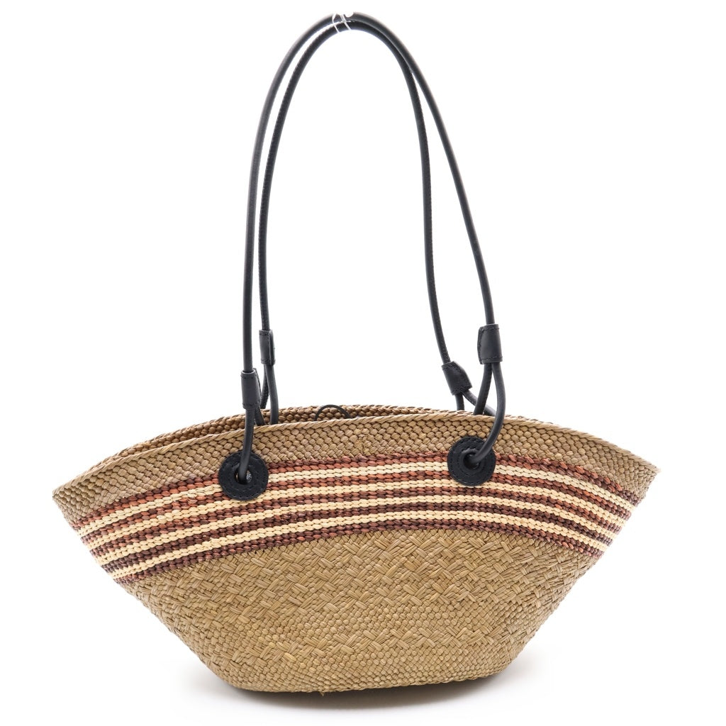 LOEWE(ロエベ) アナグラム バスケットバッグ スモール イラカヤシ レザー ショルダーバッグ ハンドバッグ かごバッグ ベージュ レディース