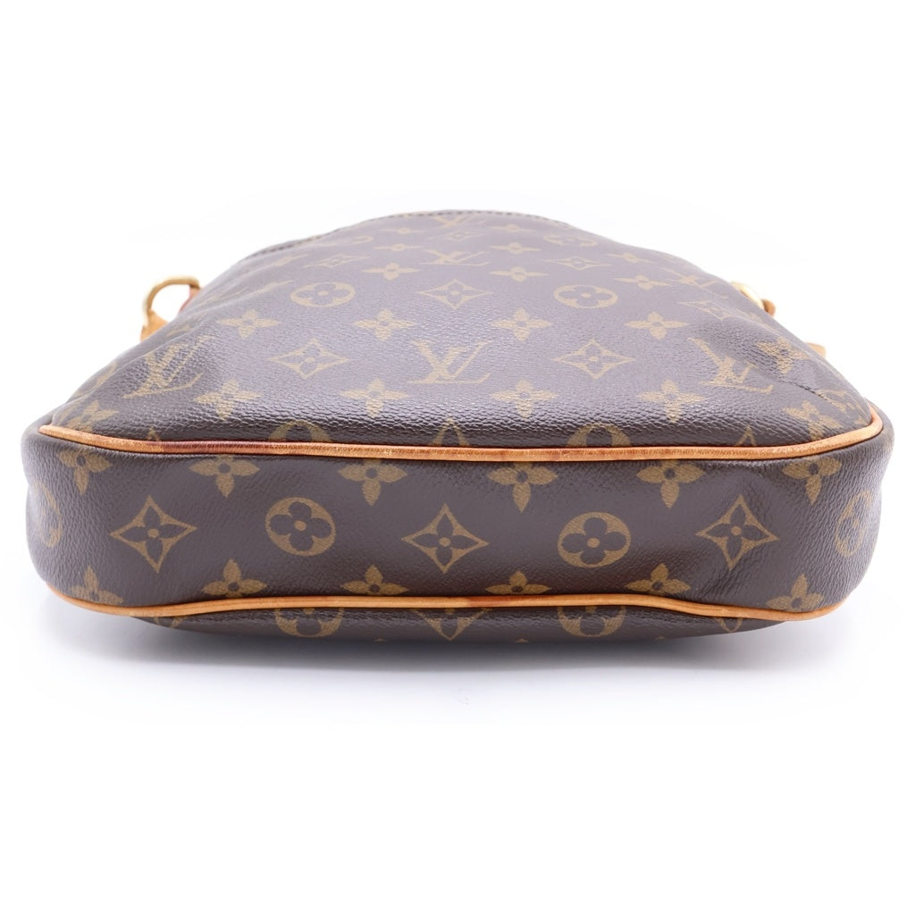LOUIS VUITTON(ルイヴィトン) モノグラム オデオンPM ショルダーバッグ ブラウン レザー×PVC M56390 ゴールド金具 レディース