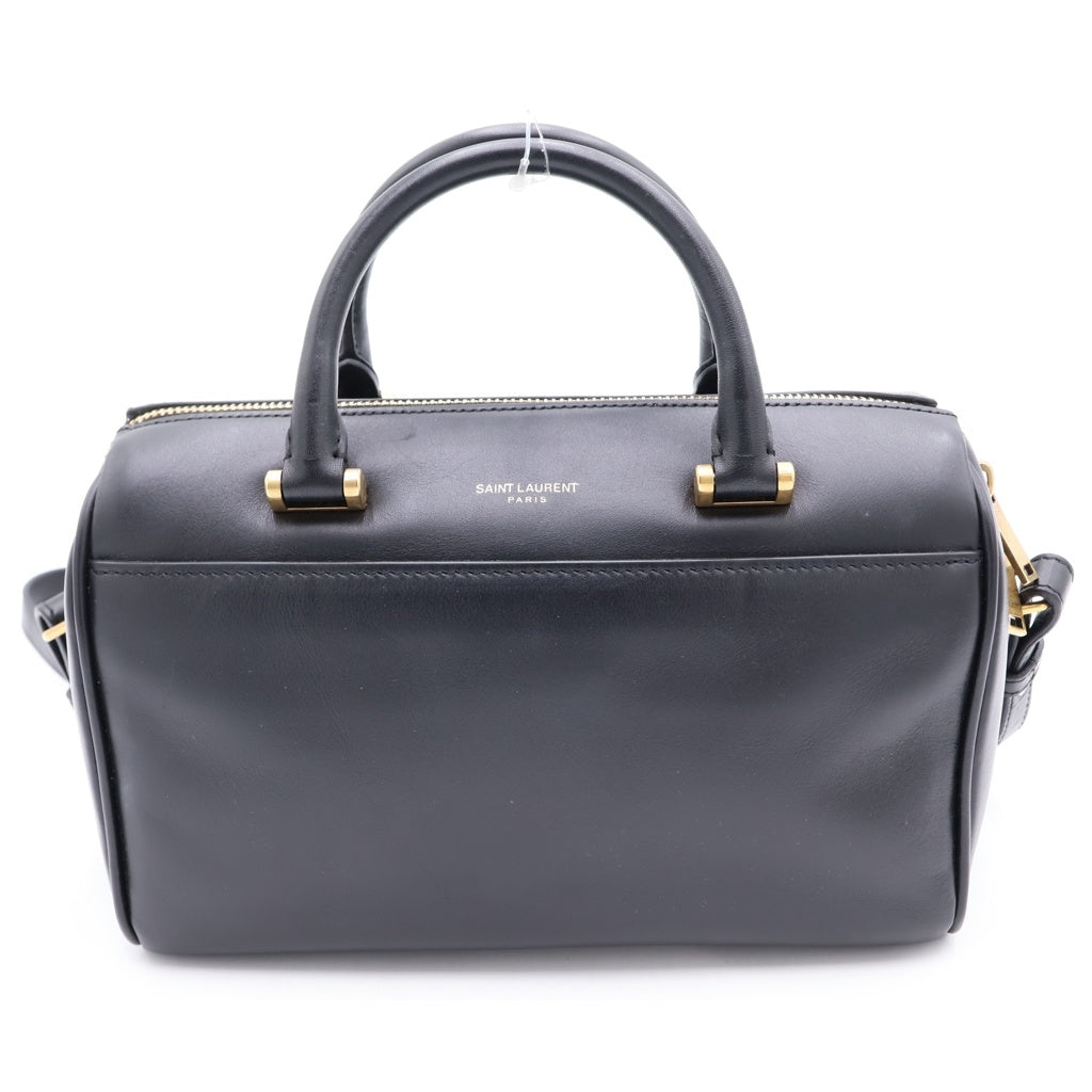 SAINT LAURENT PARIS(サンローランパリ) ベイビーダッフル 2WAYショルダーバッグ ハンドバッグ ブラック レザー 533481 ゴールド金具 レディース