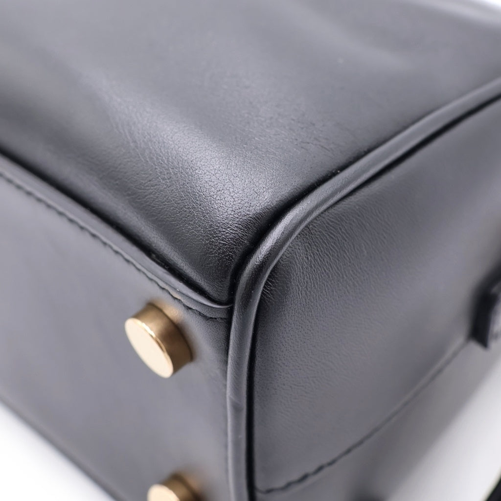 SAINT LAURENT PARIS(サンローランパリ) ベイビーダッフル 2WAYショルダーバッグ ハンドバッグ ブラック レザー 533481 ゴールド金具 レディース
