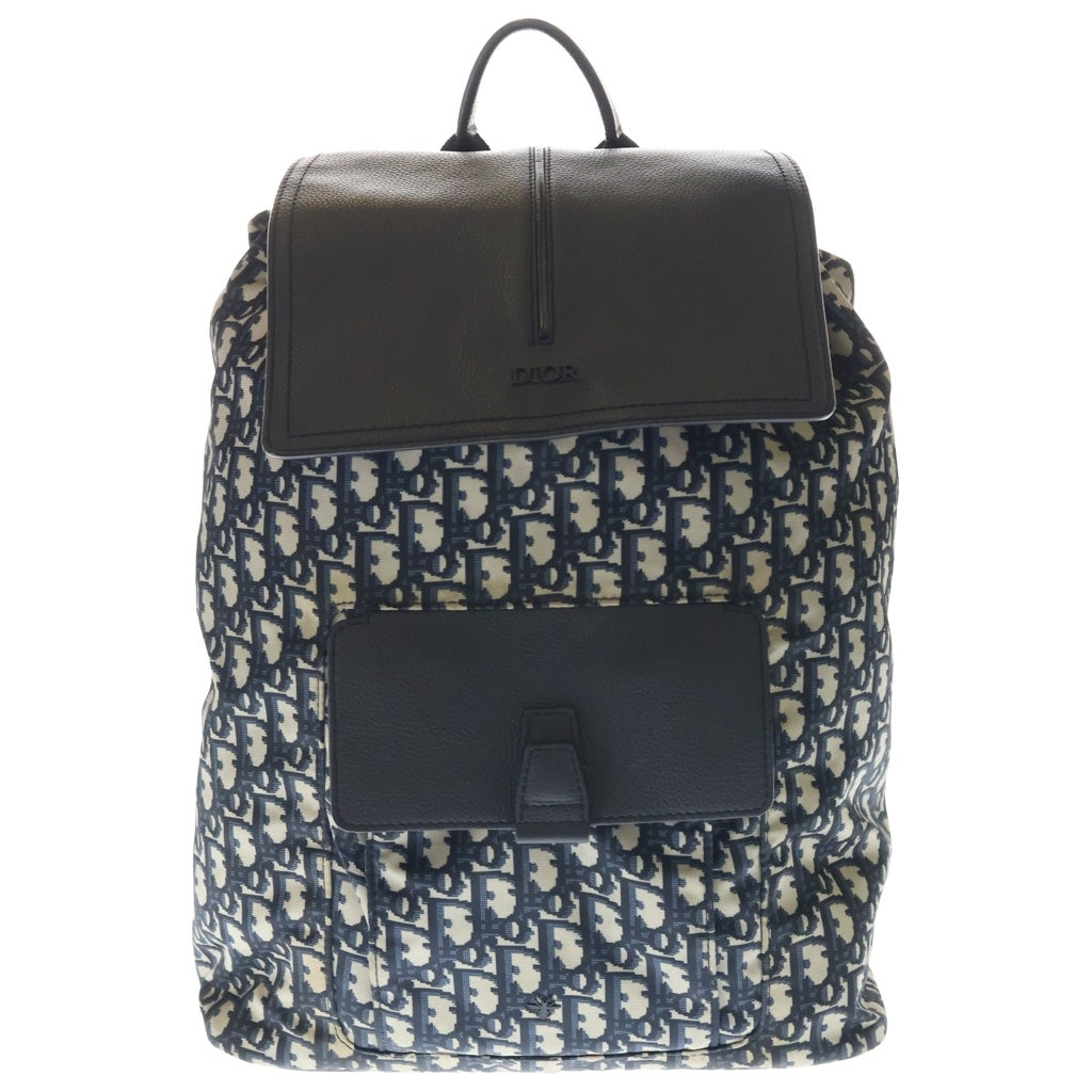 DIOR(ディオール) オブリーク バックパック リュックサック ネイビー ナイロン×レザー シルバー金具