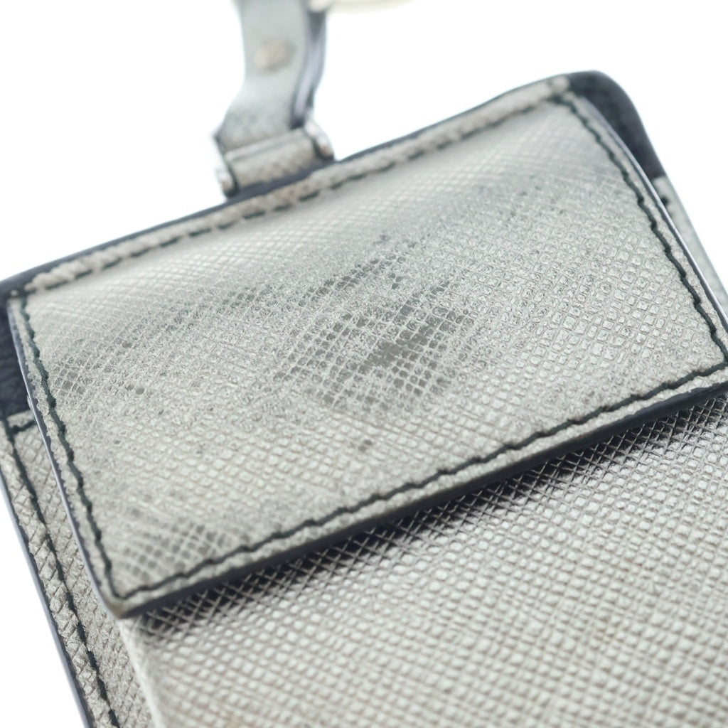 PRADA(プラダ) ロボット バッグチャーム キーホルダー レザー ロゴ シルバー/ブルー レディース
