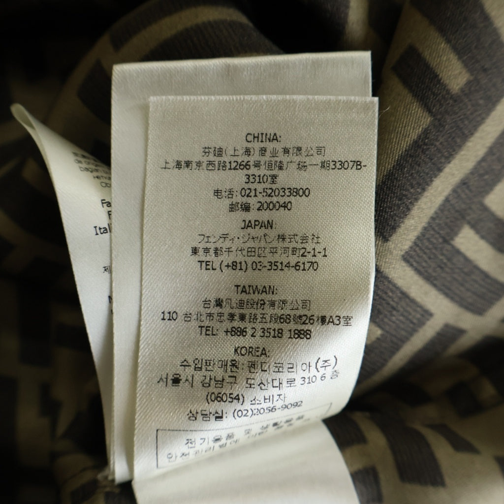 FENDI(フェンディ) ズッカ柄 シルク長袖シャツ 総柄 レギュラーカラー 比翼 ロゴ ブラウン/ブラック FS0585 AKEE レディース