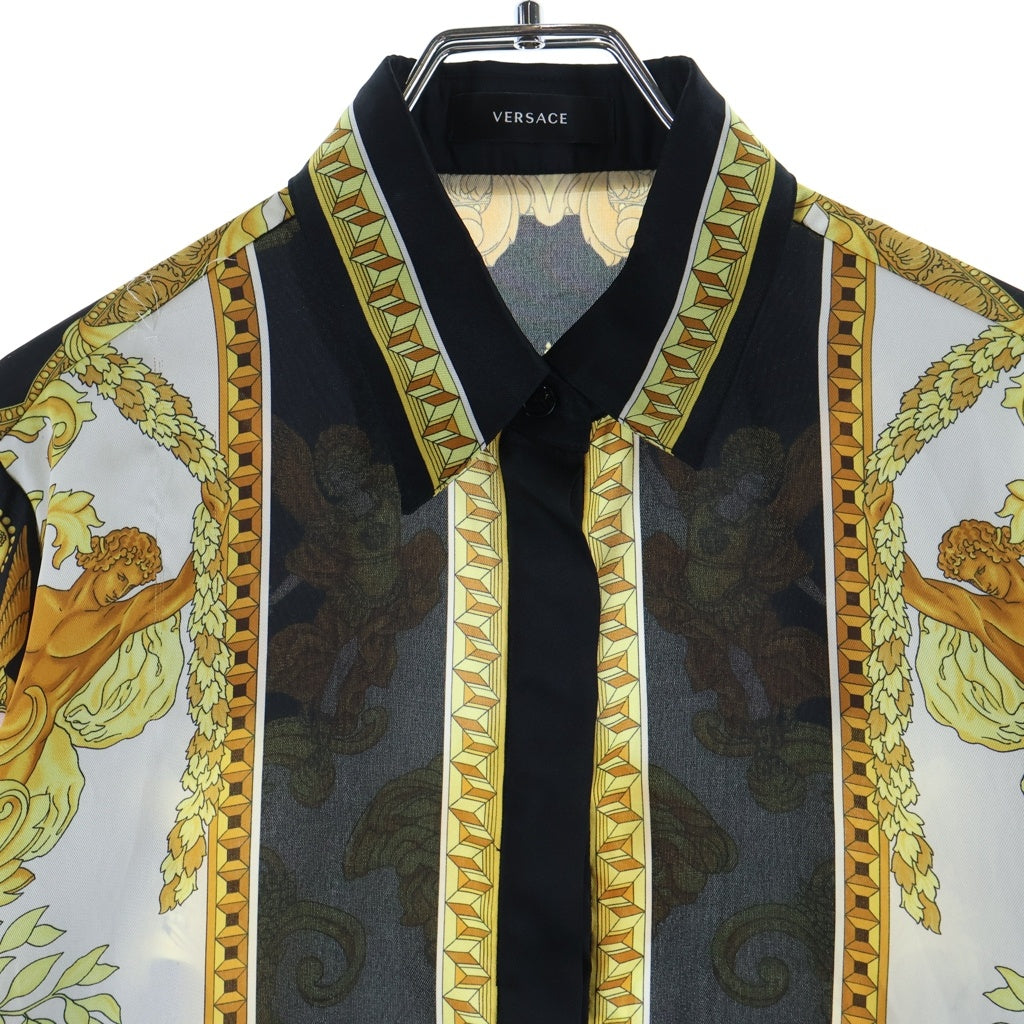 VERSACE(ヴェルサーチ) メデューサ 総柄プリント長袖シャツ ポリエステル ブラック/ホワイト/ゴールド 1001360 1A01219 レディース
