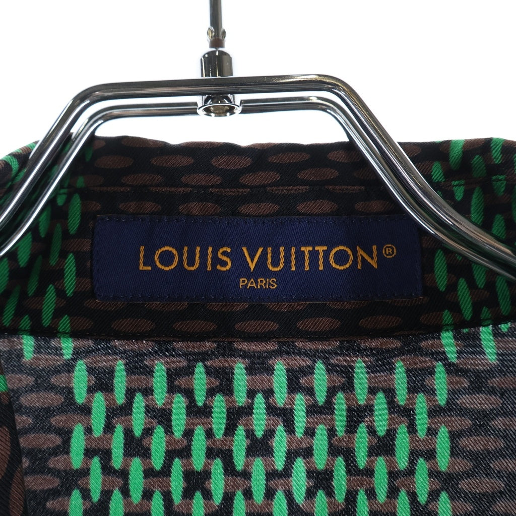 LOUIS VUITTON(ルイヴィトン) ダミエ シルク半袖シャツ 総柄 グリーン/ブラウン RM241FYQHQS62W レディース