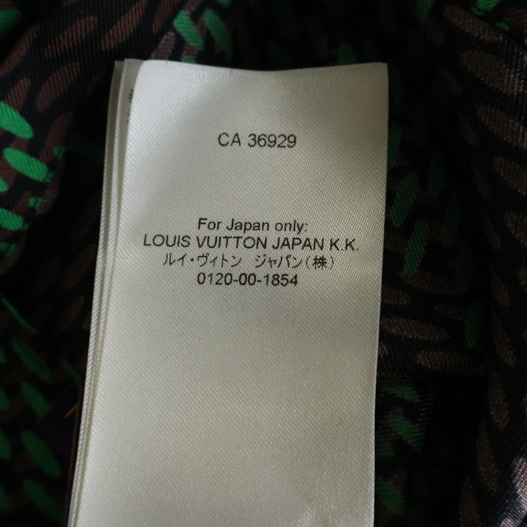 LOUIS VUITTON(ルイヴィトン) ダミエ シルク半袖シャツ 総柄 グリーン/ブラウン RM241FYQHQS62W レディース