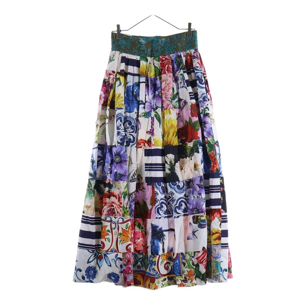 DOLCE & GABBANA(ドルチェアンドガッバーナ) フラワーモチーフ ロングスカート マルチカラー #42 SKF4B3YT-GDY03E レディース