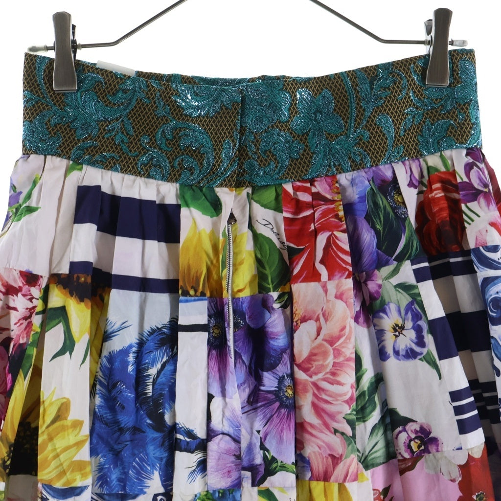 DOLCE & GABBANA(ドルチェアンドガッバーナ) フラワーモチーフ ロングスカート マルチカラー #42 SKF4B3YT-GDY03E レディース
