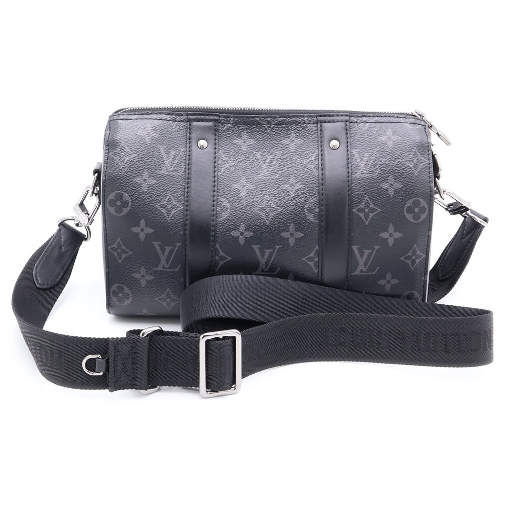 LOUIS VUITTON(ルイヴィトン) モノグラムエクリプス シティキーポル 2WAYバッグ ハンドバッグ ショルダーバッグ ブラック レザー×PVC M45936 シルバー金具 レディース