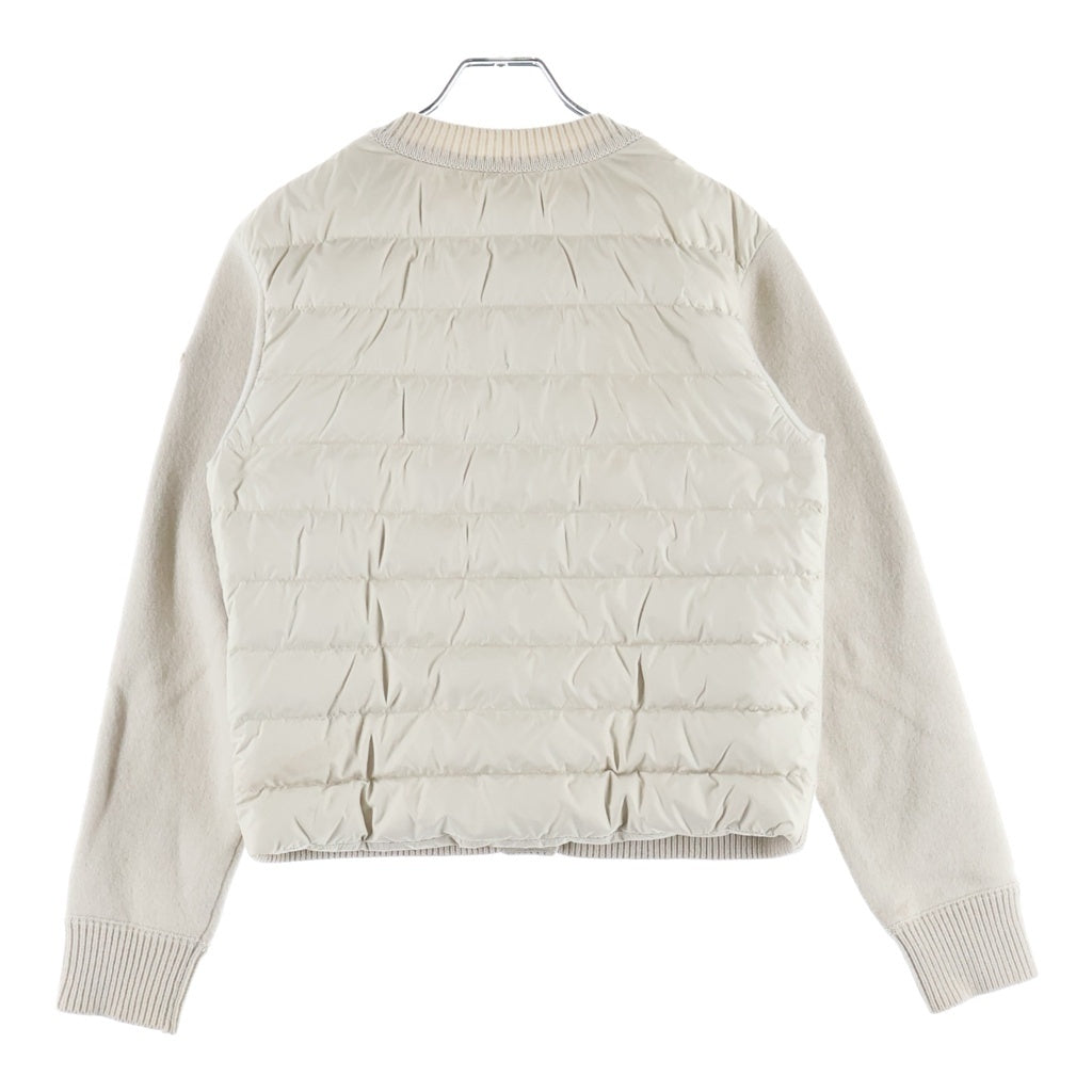 MONCLER(モンクレール) 25AW CARDIGAN TRICOT ナイロン×コットン ニット切替 カーディガン ダウン アウター #XS アイボリー M1241 レディース