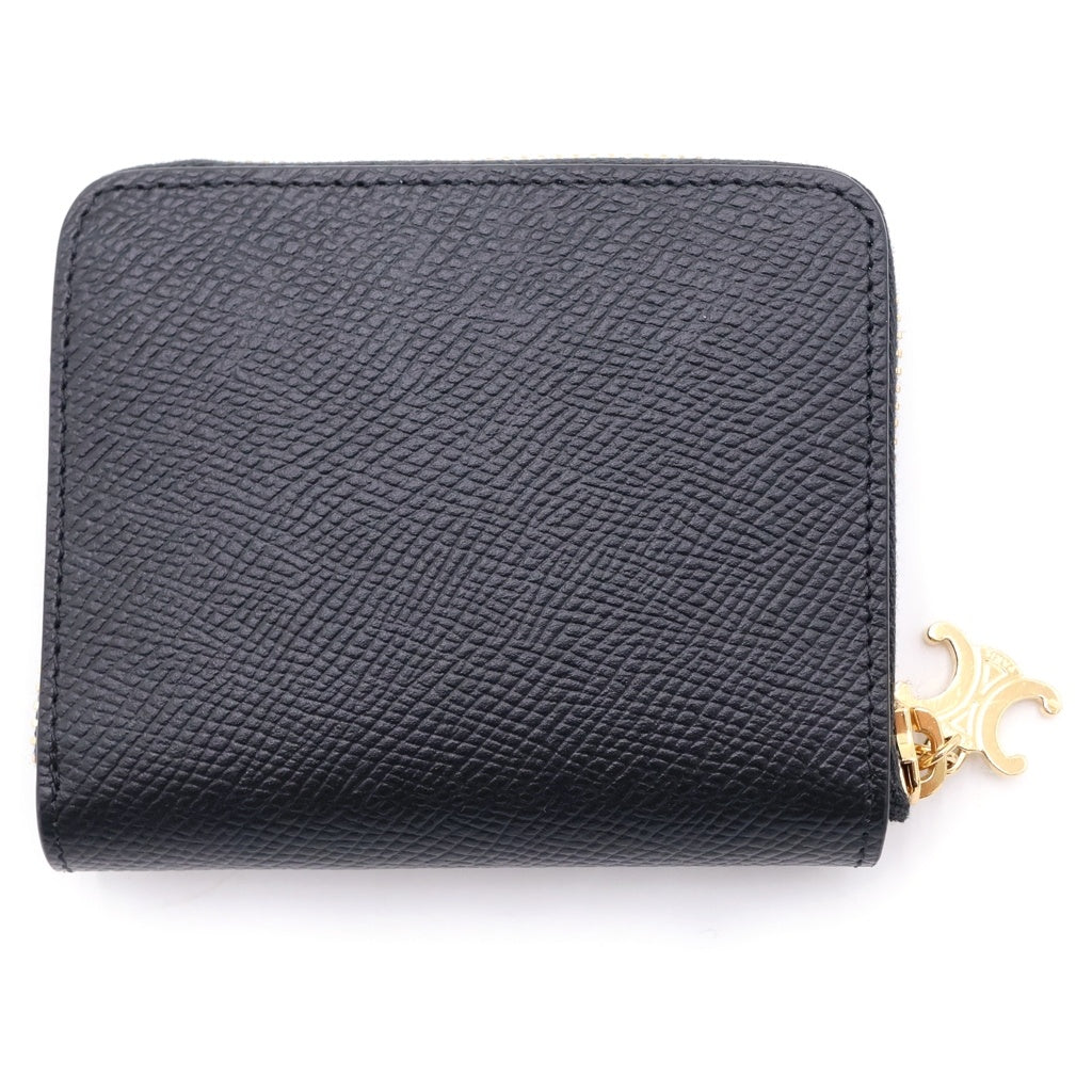 CELINE(セリーヌ) スモール ジップウォレット トリオンフチャーム グレインドカーフスキン レザー 二つ折り財布 ブラック 10N993FVO.38NO レディース