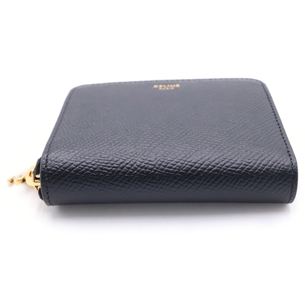 CELINE(セリーヌ) スモール ジップウォレット トリオンフチャーム グレインドカーフスキン レザー 二つ折り財布 ブラック 10N993FVO.38NO レディース