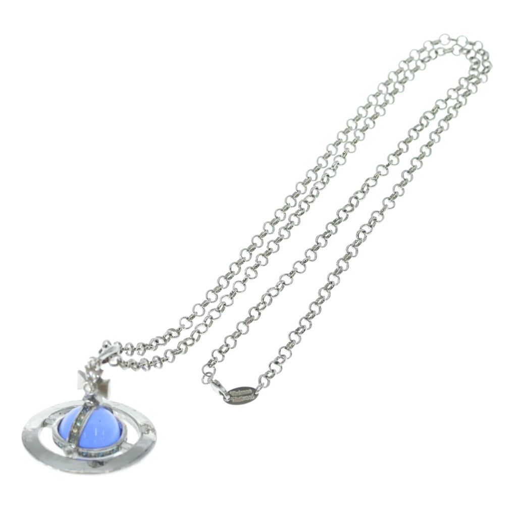 Vivienne Westwood(ヴィヴィアンウエストウッド) Small Orb スモールオーブ ペンダント ネックレス ラインストーン シルバー/ブルー レディース