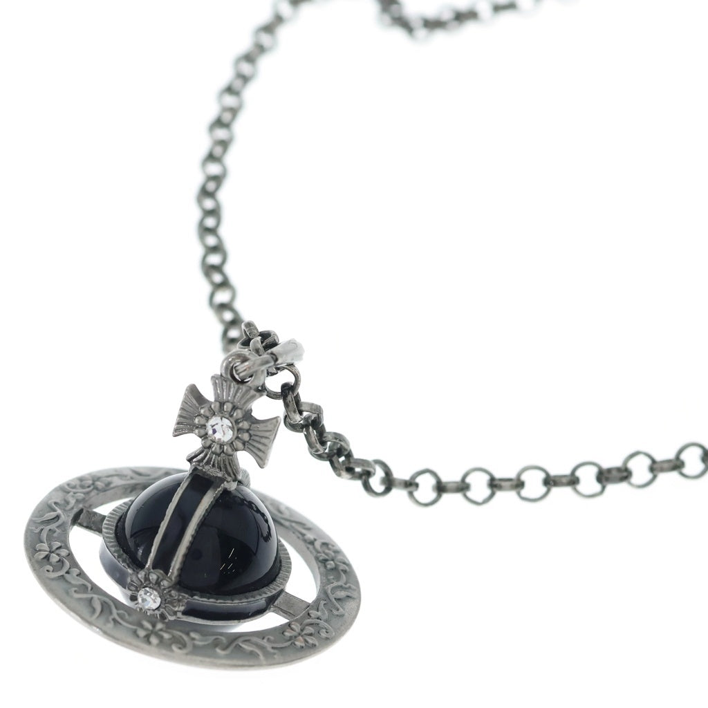 Vivienne Westwood(ヴィヴィアンウエストウッド) Small Orb スモールオーブ ペンダント ネックレス ラインストーン シルバー/ブラック レディース
