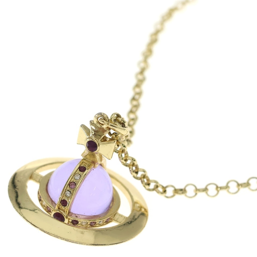 Vivienne Westwood(ヴィヴィアンウエストウッド) Small Orb スモールオーブ ペンダント ネックレス ラインストーン ゴールド/パープル レディース
