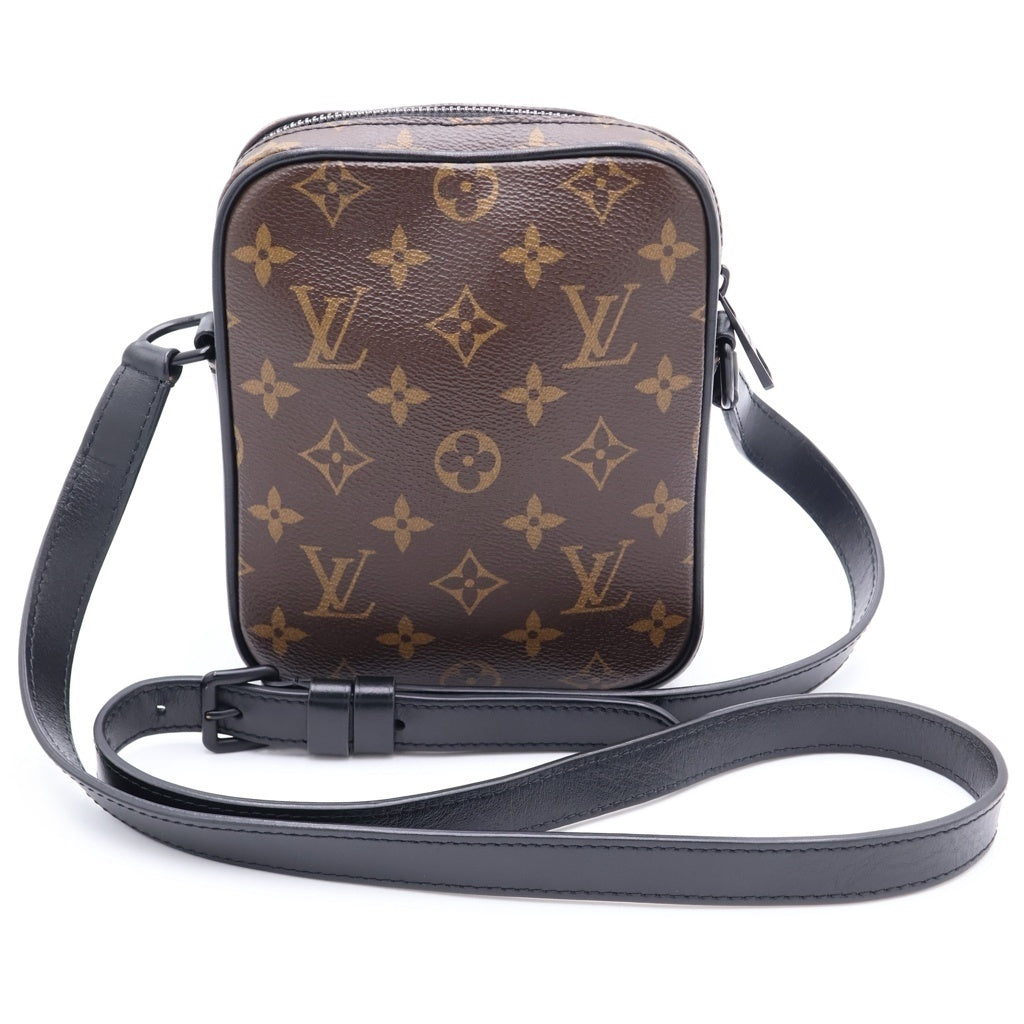LOUIS VUITTON(ルイヴィトン) モノグラムマカサー クリストファー ショルダーバッグ ボディバッグ ブラウン×ブラック レザー×PVC M69404 ブラック金具