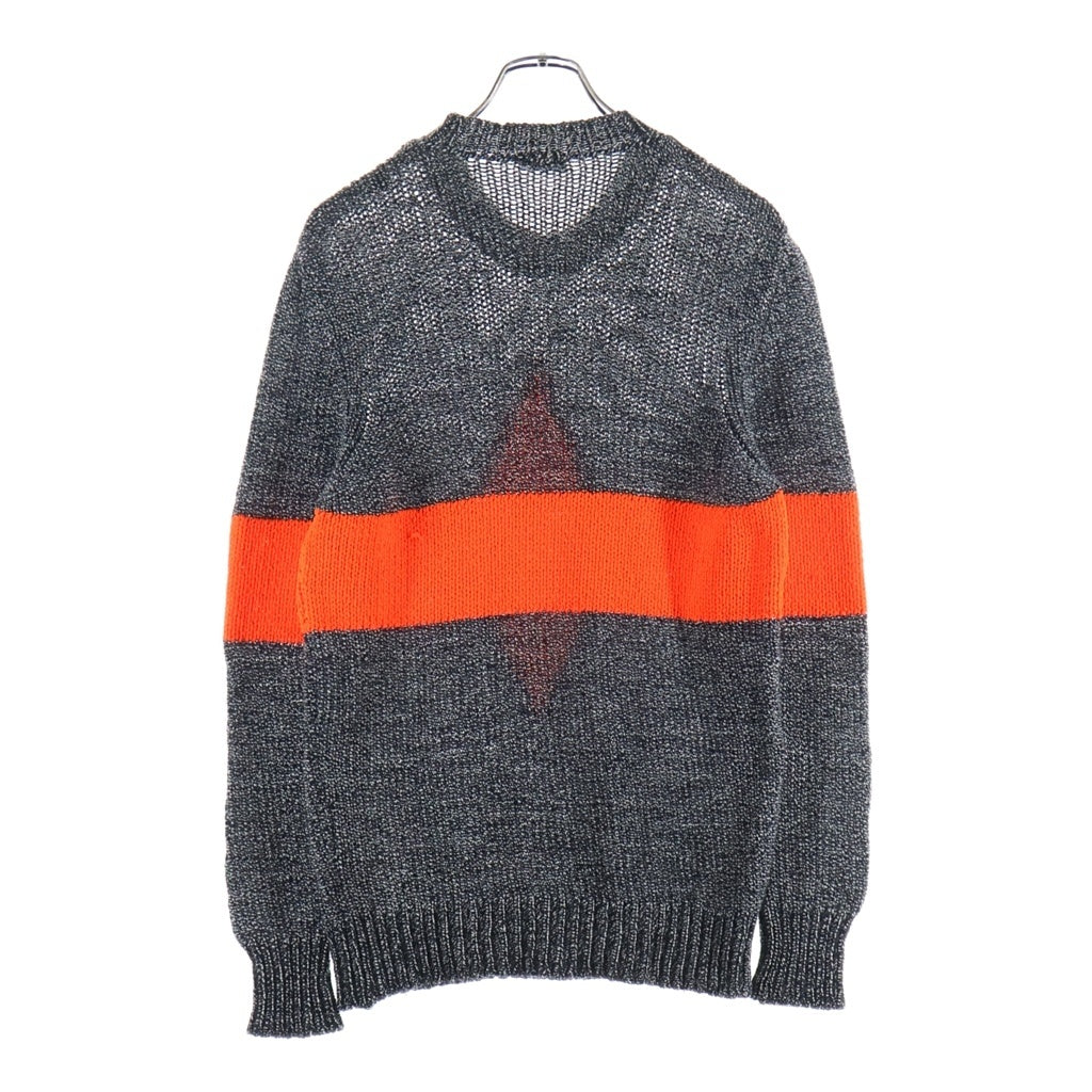 DIESEL(ディーゼル) ダイヤモンドモチーフニット グレー×オレンジ #F
