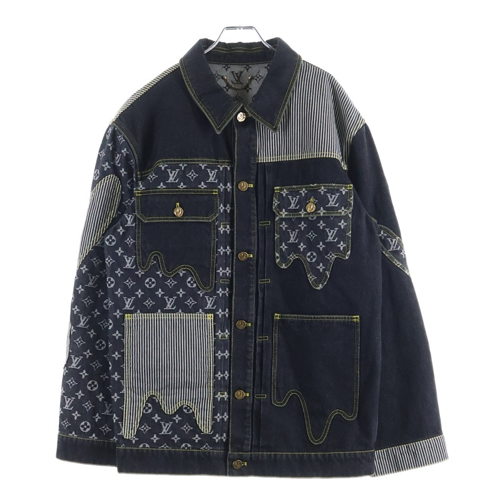 LOUIS VUITTON(ルイヴィトン) 22SS ×NIGO MONOGRAM CRAZY DENIM JACKET ニゴ モノグラム クレイジー ワークウエアデニムジャケット ブラック RM221M UZD HMA20E