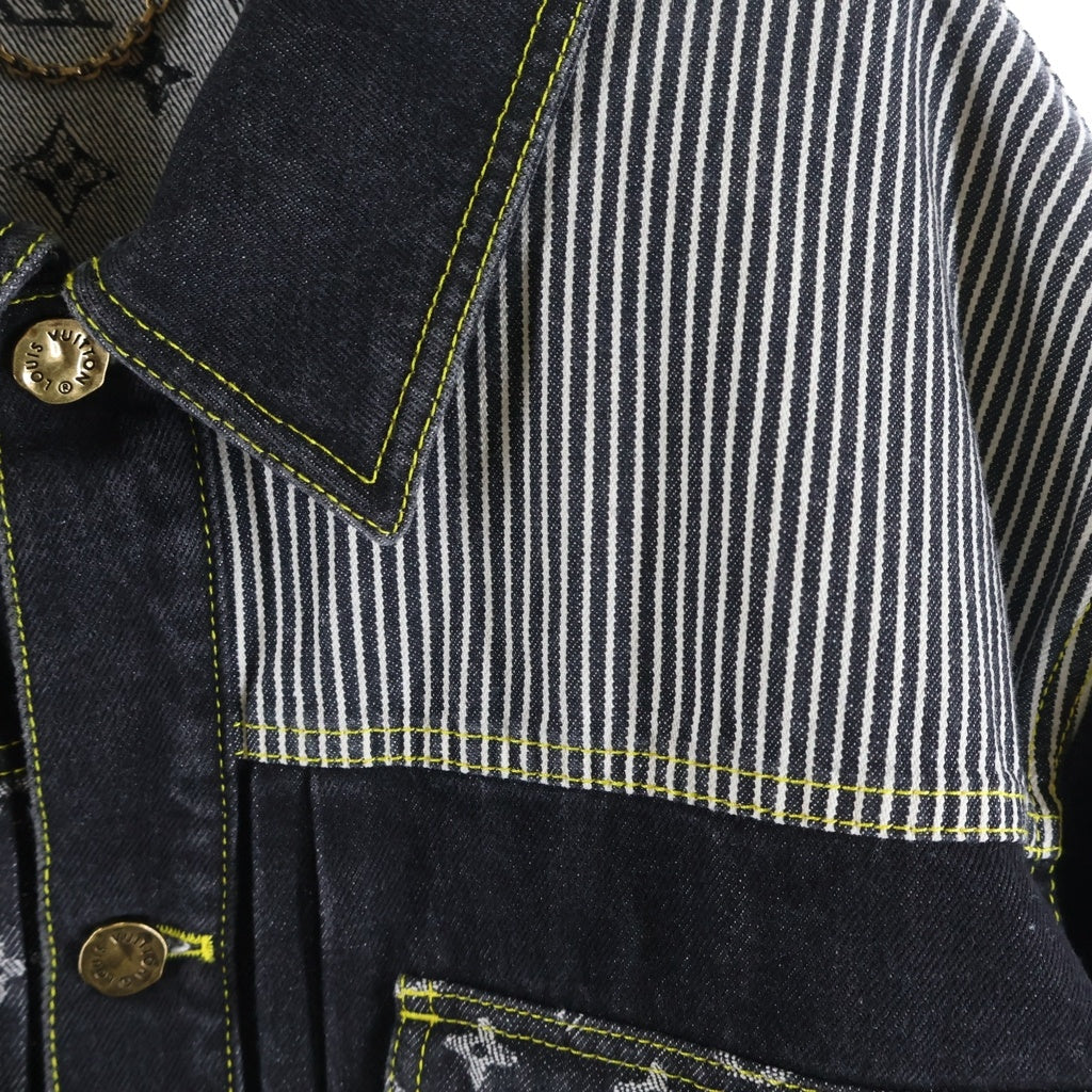 LOUIS VUITTON(ルイヴィトン) 22SS ×NIGO MONOGRAM CRAZY DENIM JACKET ニゴ モノグラム クレイジー ワークウエアデニムジャケット ブラック RM221M UZD HMA20E