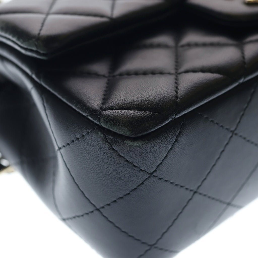 CHANEL(シャネル) マトラッセ ミニ ラムスキン レザー シングルチェーン ショルダーバッグ ゴールド金具 ブラック 30番台 A69900 レディース