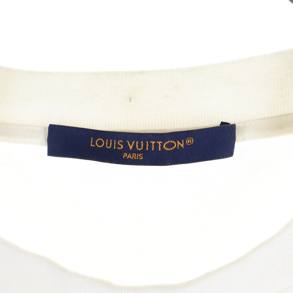 LOUIS VUITTON(ルイヴィトン) 25SS エンベリッシュド グラフィックプリント ビジュー ラインストーン ロゴ クルーネック 半袖Tシャツ ホワイト #M RM251M