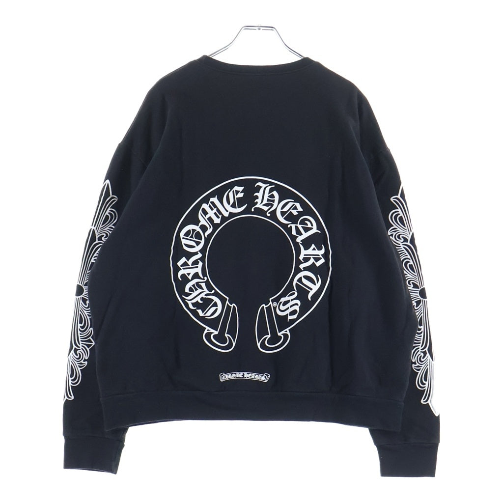 CHROME HEARTS(クロムハーツ) アームフローラルクロス ホースシューバックプリント スウェットトレーナー ブラック #M