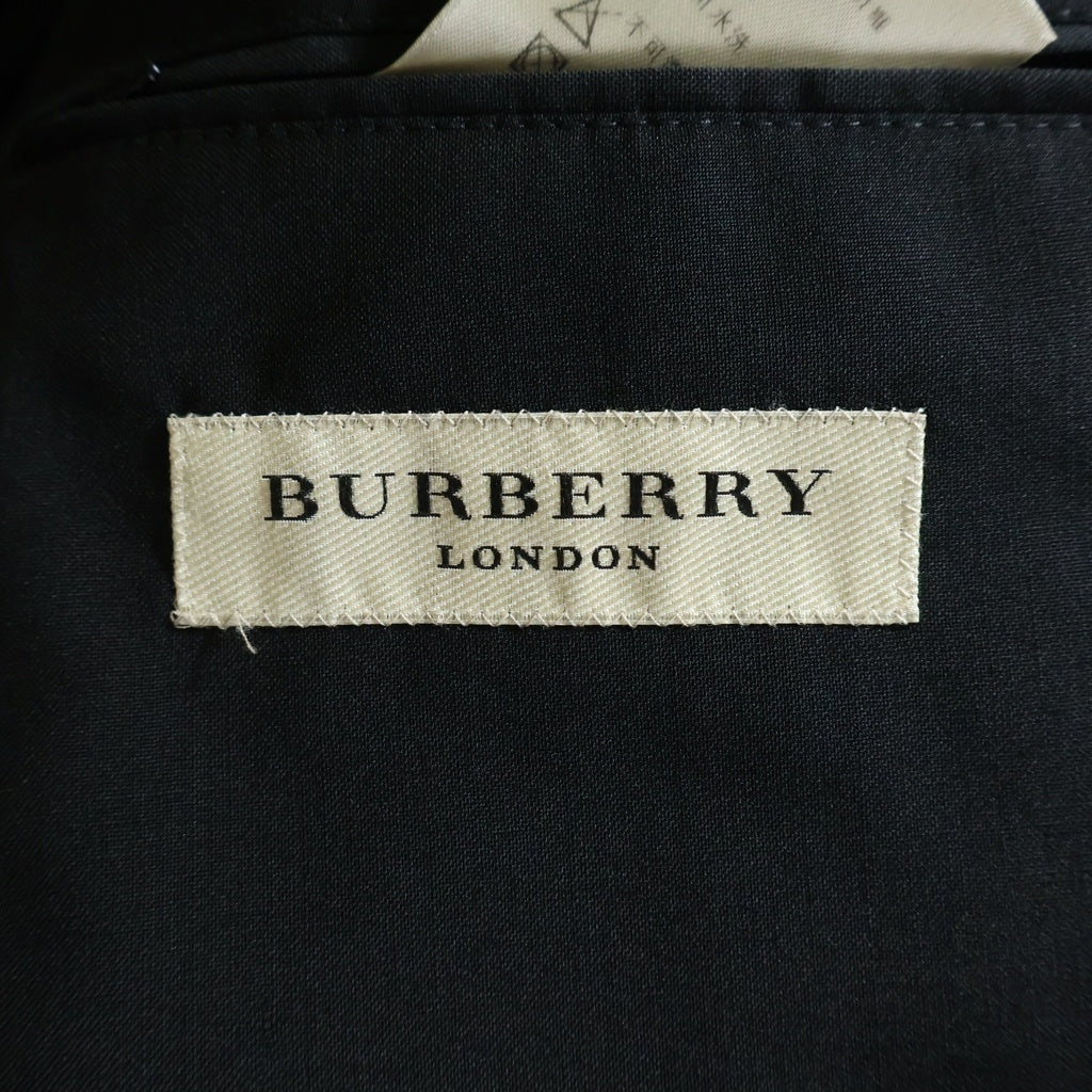 BURBERRY(バーバリー) ウールギャバジン 2B テーラードジャケット スーツ 肩パッド ブラック WO406811