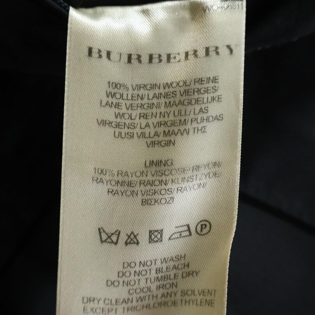 BURBERRY(バーバリー) ウールギャバジン 2B テーラードジャケット スーツ 肩パッド ブラック WO406811