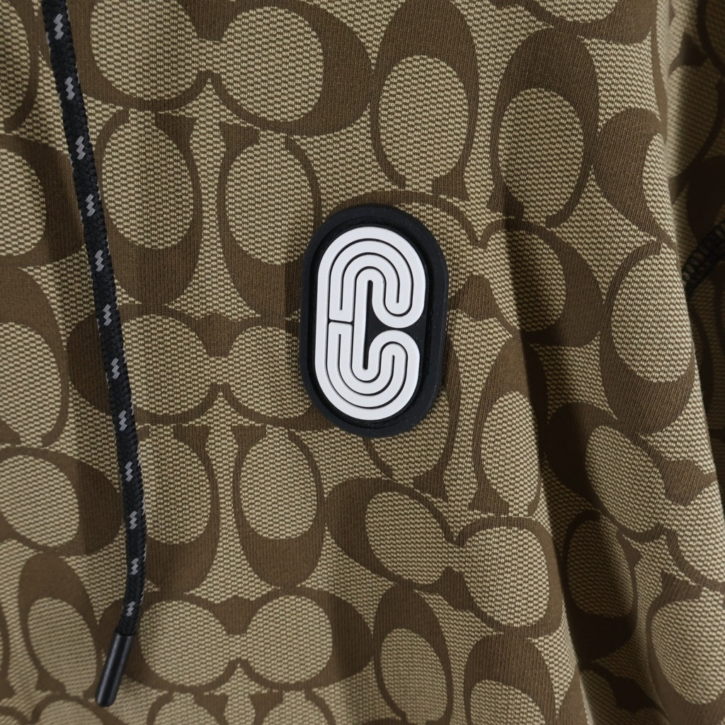 COACH(コーチ) モノグラム ラバーパッチロゴ プルオーバーパーカー フーディー コットン ブラウン 233092