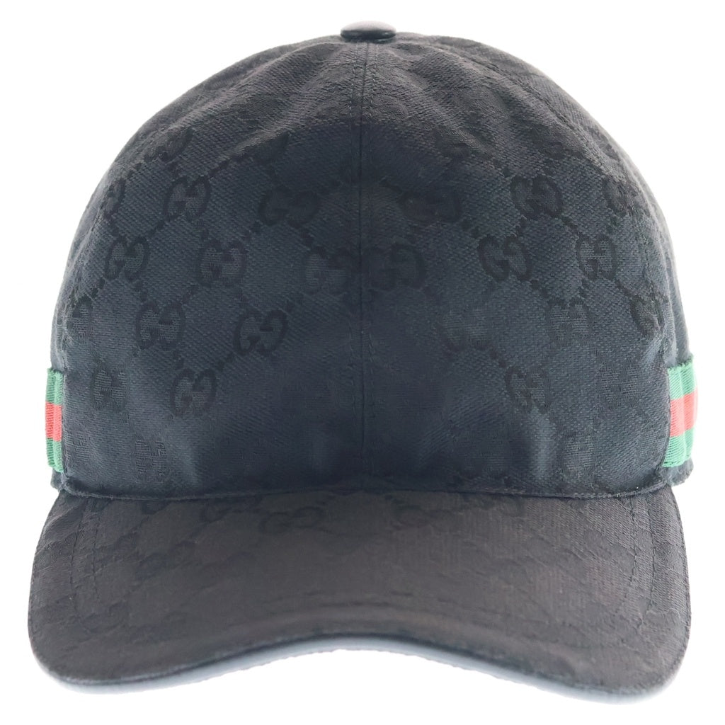 GUCCI(グッチ) GGキャンバス ベースボールキャップ 帽子 総柄 シェリーライン ロゴ ブラック 200035