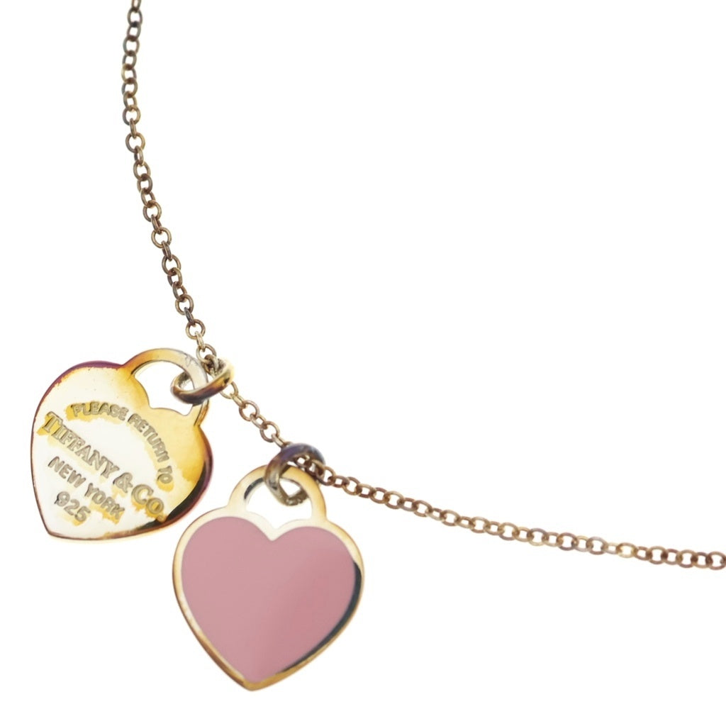 TIFFANY & Co.(ティファニー) ダブル リターントゥ ハート ネックレス ペンダント Ag925 シルバー/ピンク レディース