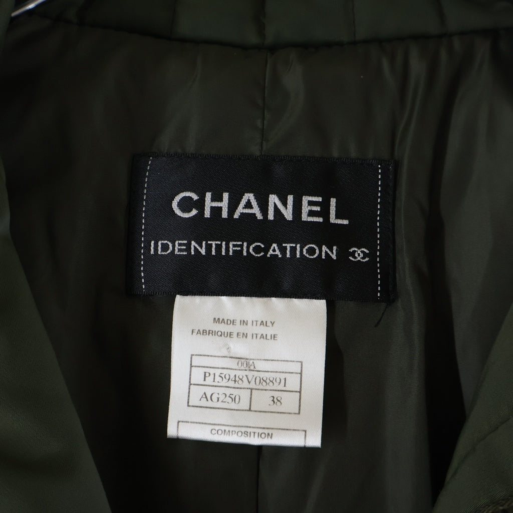CHANEL(シャネル) 00AW VINTAGE Nylon Quilting Set セットアップ キルティングジャケット スカート ナイロン カーキ P15948V08891 レディース