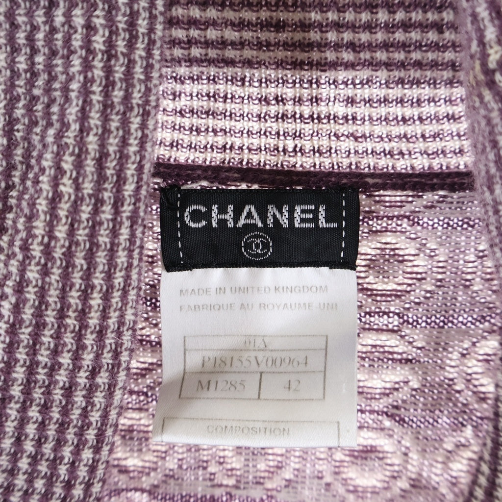 CHANEL(シャネル) 01A COCO 総柄ジャガード カシミヤ タートルネック 長袖ニット セーター パープル レディース P18155V00964