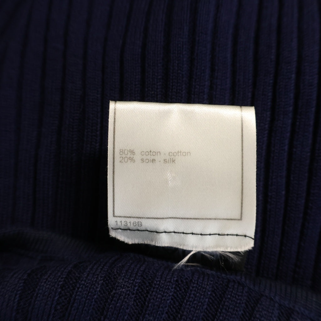 CHANEL(シャネル) 01SS VINTAGE V-Neck Knit Tops ココマーク Vネック ニットタンクトップ ベスト 総柄 ネイビー/レッド P17302V00906 レディース