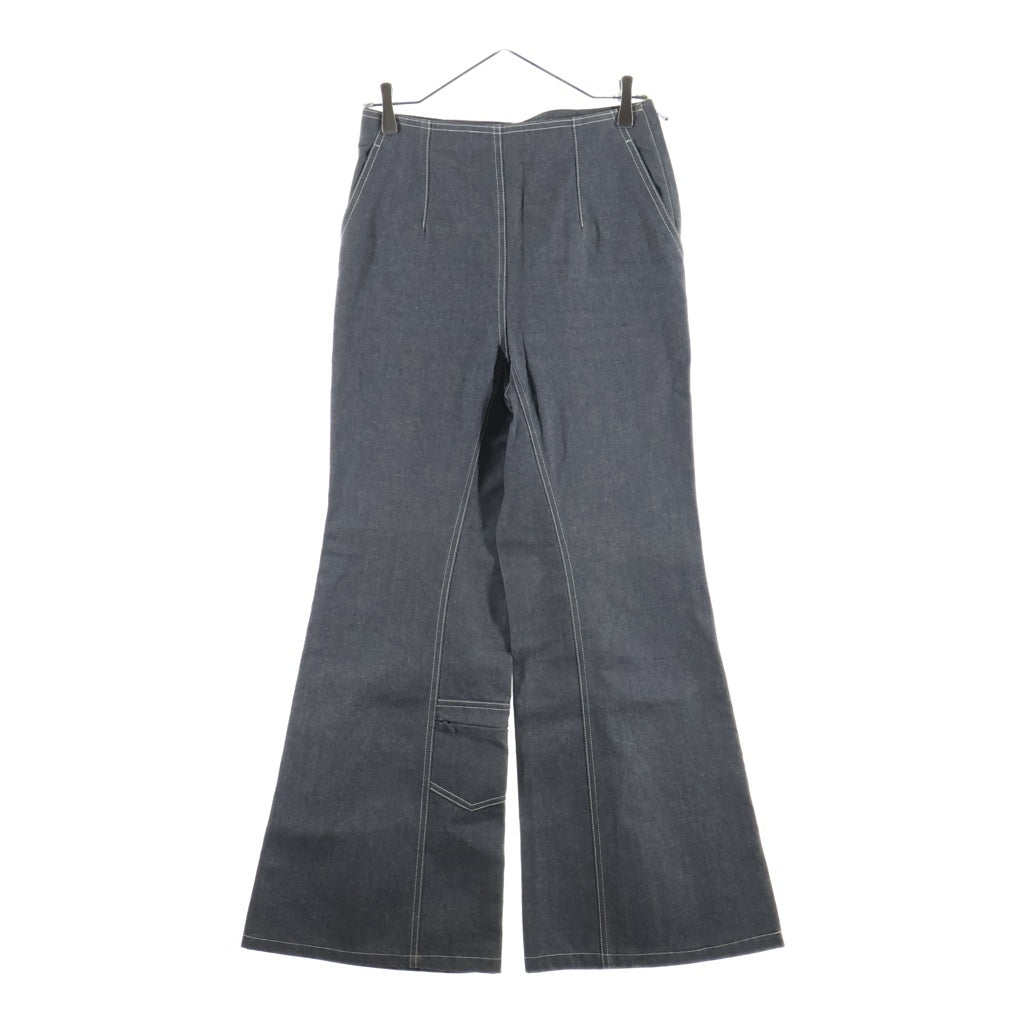 CHANEL(シャネル) 01SS VINTAGE Crystal CC logo Wide Denim Pants クリスタルココマーク ワイドフレアデニムパンツ ロゴ グレー P17666V09976 レディース