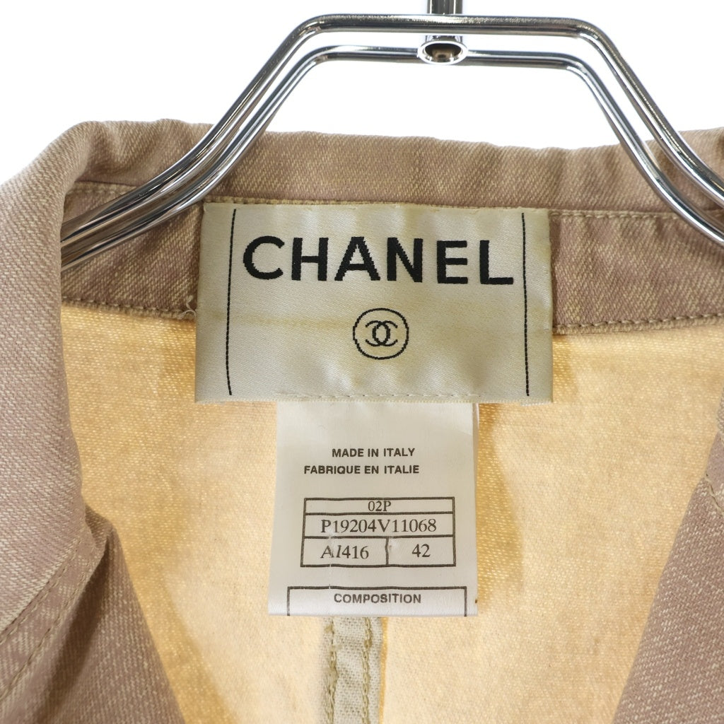 CHANEL(シャネル) 02P セットアップ ココマークボタン デニム 3B テーラードジャケット ストレート パンツ ベージュ レディース P19204V11068