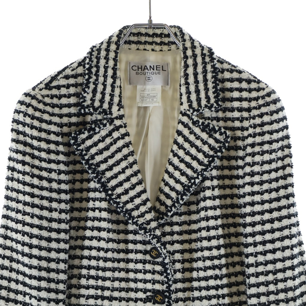 CHANEL(シャネル) 97SS VINTAGE Tweed Jacket ココマークボタン ツイード3Bテーラードジャケット 千鳥柄 フランス製 ブラック/ホワイト P07662V05489 レディース