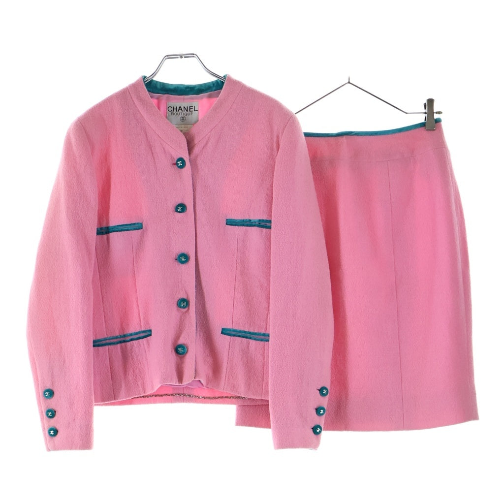 CHANEL(シャネル) 96SS VINTAGE PINK BLAZER SKIRT SET セットアップ ジャケット スカート ウール ナイロン ピンク P07023W03001 レディース