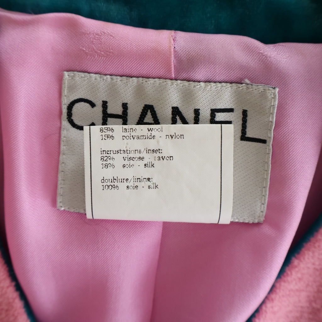 CHANEL(シャネル) 96SS VINTAGE PINK BLAZER SKIRT SET セットアップ ジャケット スカート ウール ナイロン ピンク P07023W03001 レディース