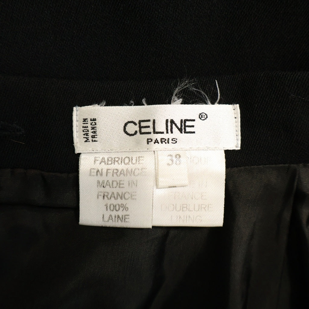 CELINE(セリーヌ) セットアップ ウール ステンカラー ロングジャケット ミディアム タイトスカート ブラック レディース