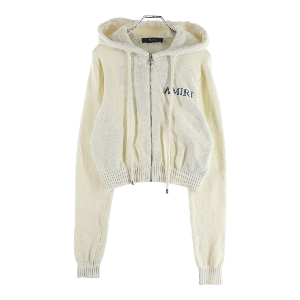 AMIRI(アミリ) 26SS Hope And Dreams Hoodie クロップド ジップアップフーディー パーカー パイル地 コットン ナイロン ホワイト AWTOKN1037 レディース