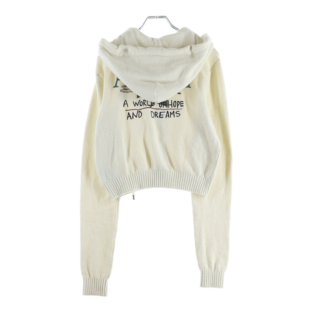 AMIRI(アミリ) 26SS Hope And Dreams Hoodie クロップド ジップアップフーディー パーカー パイル地 コットン ナイロン ホワイト AWTOKN1037 レディース