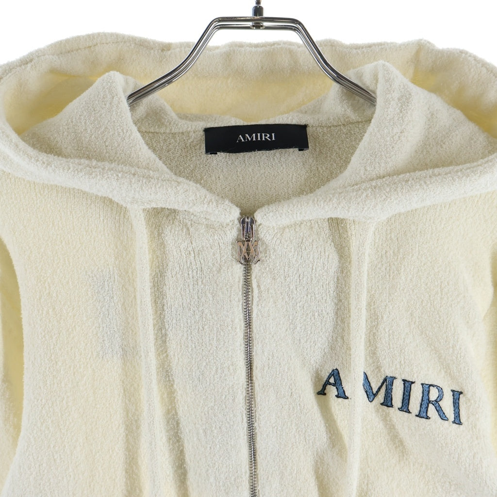 AMIRI(アミリ) 26SS Hope And Dreams Hoodie クロップド ジップアップフーディー パーカー パイル地 コットン ナイロン ホワイト AWTOKN1037 レディース
