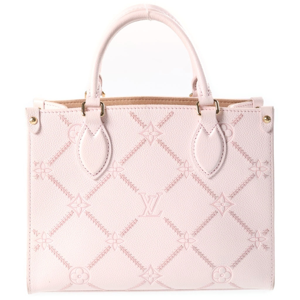 LOUIS VUITTON(ルイヴィトン) オンザゴーPM モノグラム アンプラント レザー キルティング 2WAY ハンド ショルダーバッグ ゴールド金具 ピンク M28528 レディース