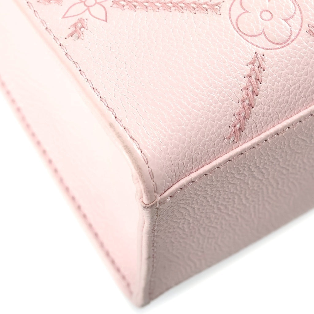 LOUIS VUITTON(ルイヴィトン) オンザゴーPM モノグラム アンプラント レザー キルティング 2WAY ハンド ショルダーバッグ ゴールド金具 ピンク M28528 レディース
