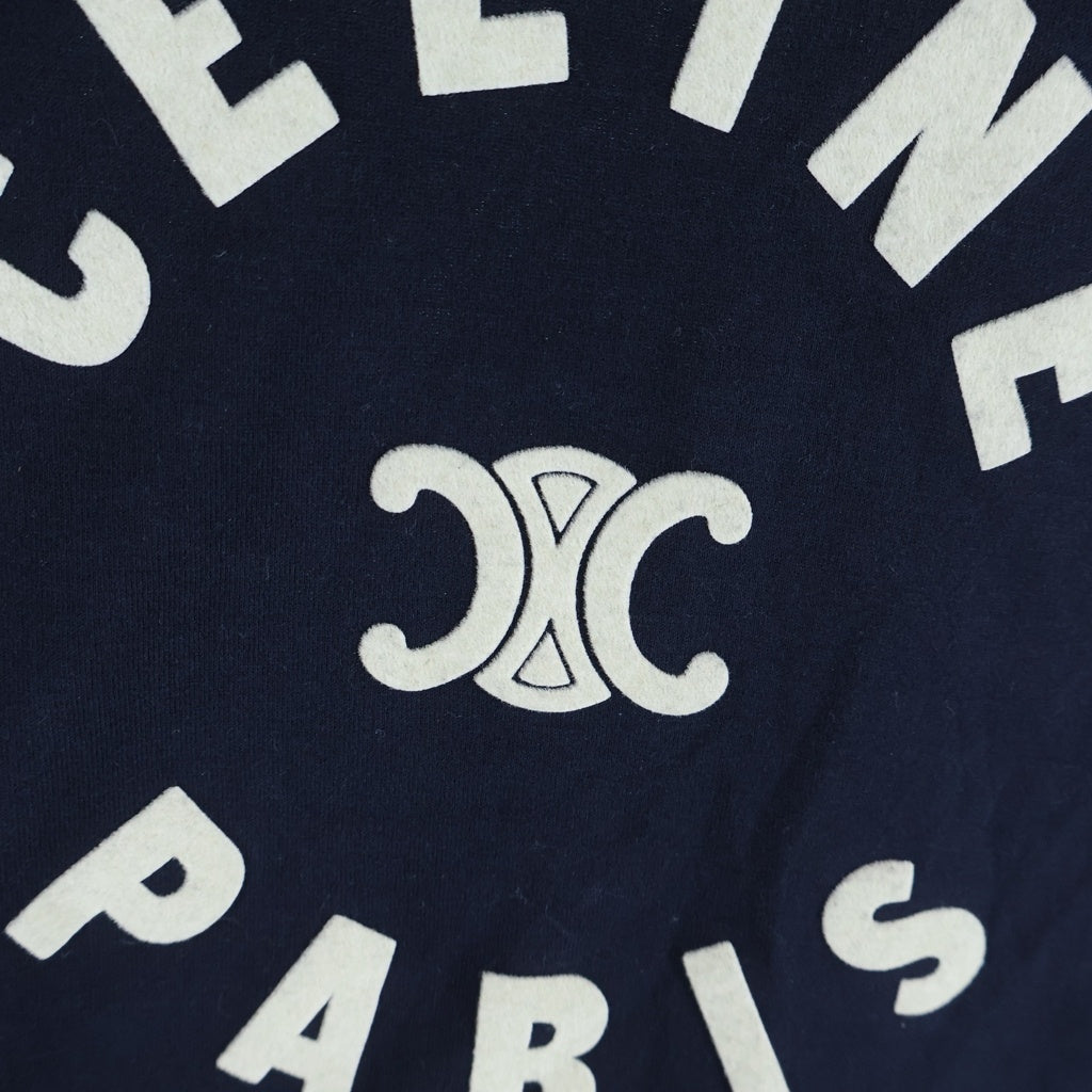 CELINE(セリーヌ) トリオンフロゴ フロッキープリント 半袖Tシャツ カットソー ネイビー レディース 2X14O671Q.07FZ