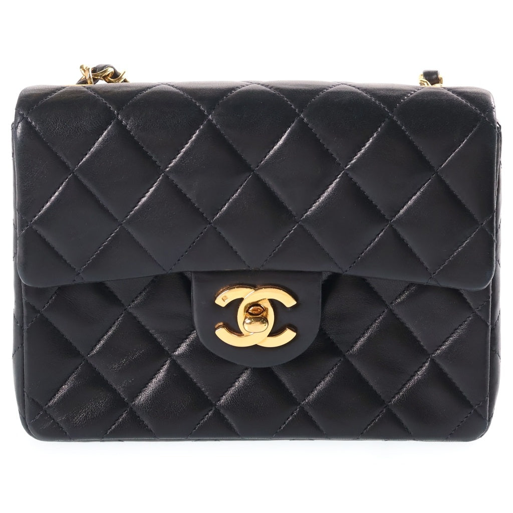 CHANEL(シャネル) ミニマトラッセ17 ラムスキン レザー チェーン ショルダーバッグ ゴールド金具 ブラック レディース