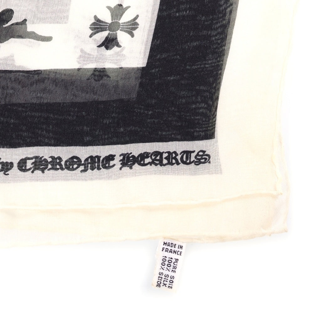 CHROME HEARTS(クロムハーツ) FOTI SILK SCARF フォティプリント シルクスカーフ ブラック/ホワイト